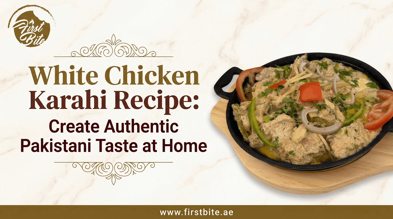 first bite kitchen | chicken white karahi recipe | chicken white karahi